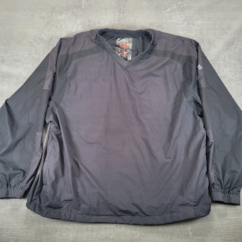 Callaway Tour Authentic Mens XXL Black‎ V-Neck Windshirt Golf Pullover Jacket